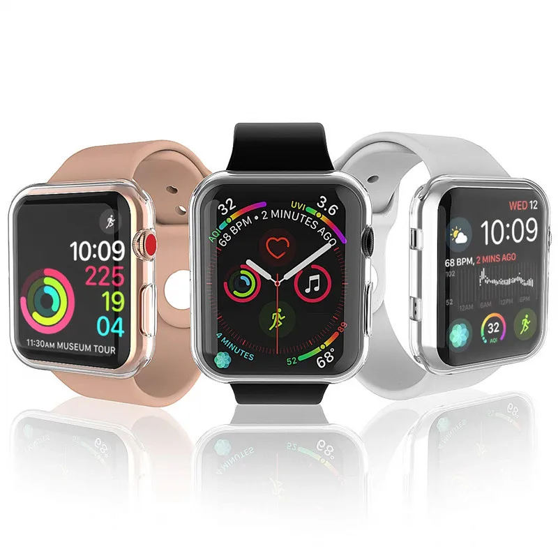 Серия 4 44 мм 40 чехол для Apple Watch защита экрана TPU HD Прозрачный Ультра тонкий