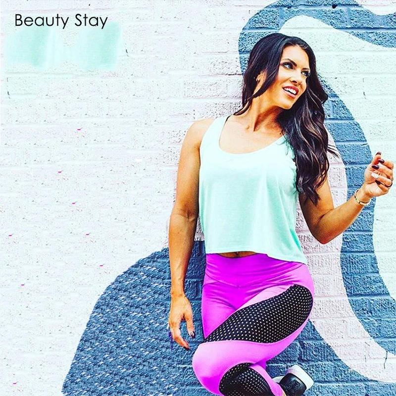Женские леггинсы с сетчатой вставкой Beauty Stay дышащие высокой талией и для