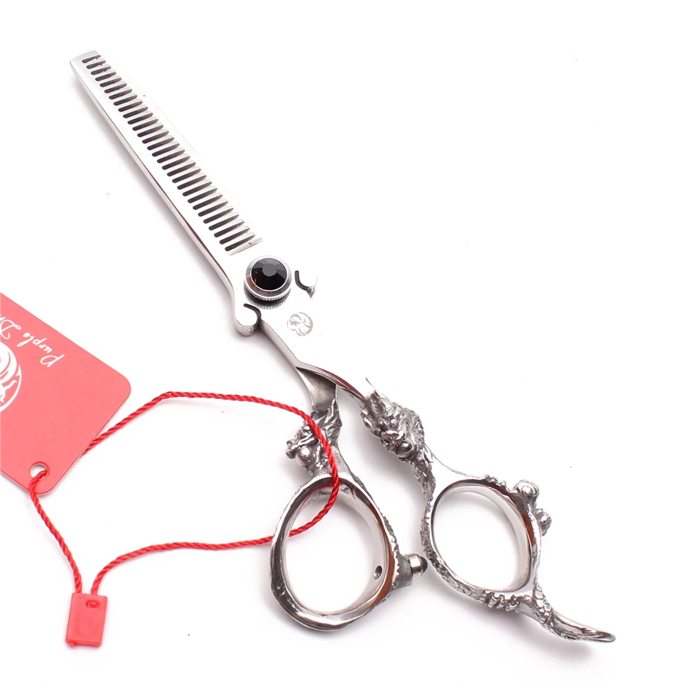 Z9007 5.5&quot 16cm 440C Purple Dragon Black Stone Hairdressing Scissors Cutting Thinning Shears Professional Hair | Красота и