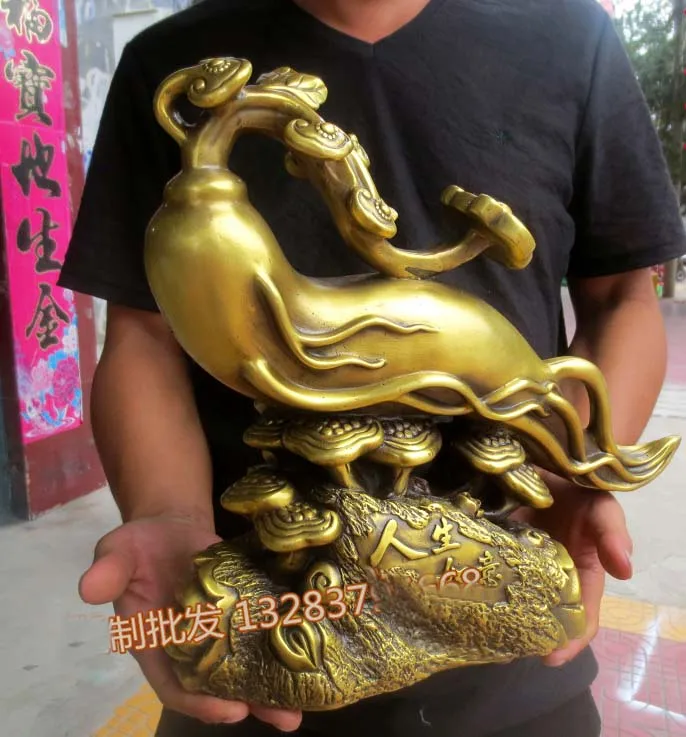 

LARGE HOME Shop lobby decoration Business Money Drawing Good luck Propitious RUYI FENG SHUI brass Sculpture art Statue