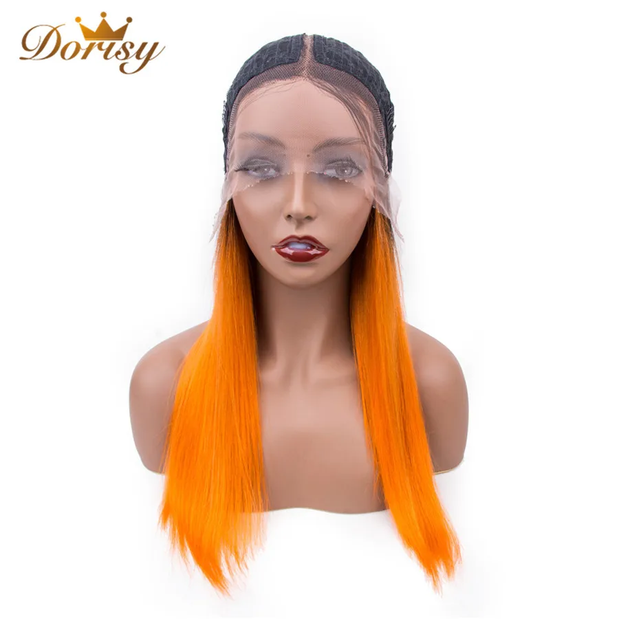 Human Hair Wigs Brazilian Straight T1b/Orange Pre plucked Non Remy Middle Part Natural Headline Lace |