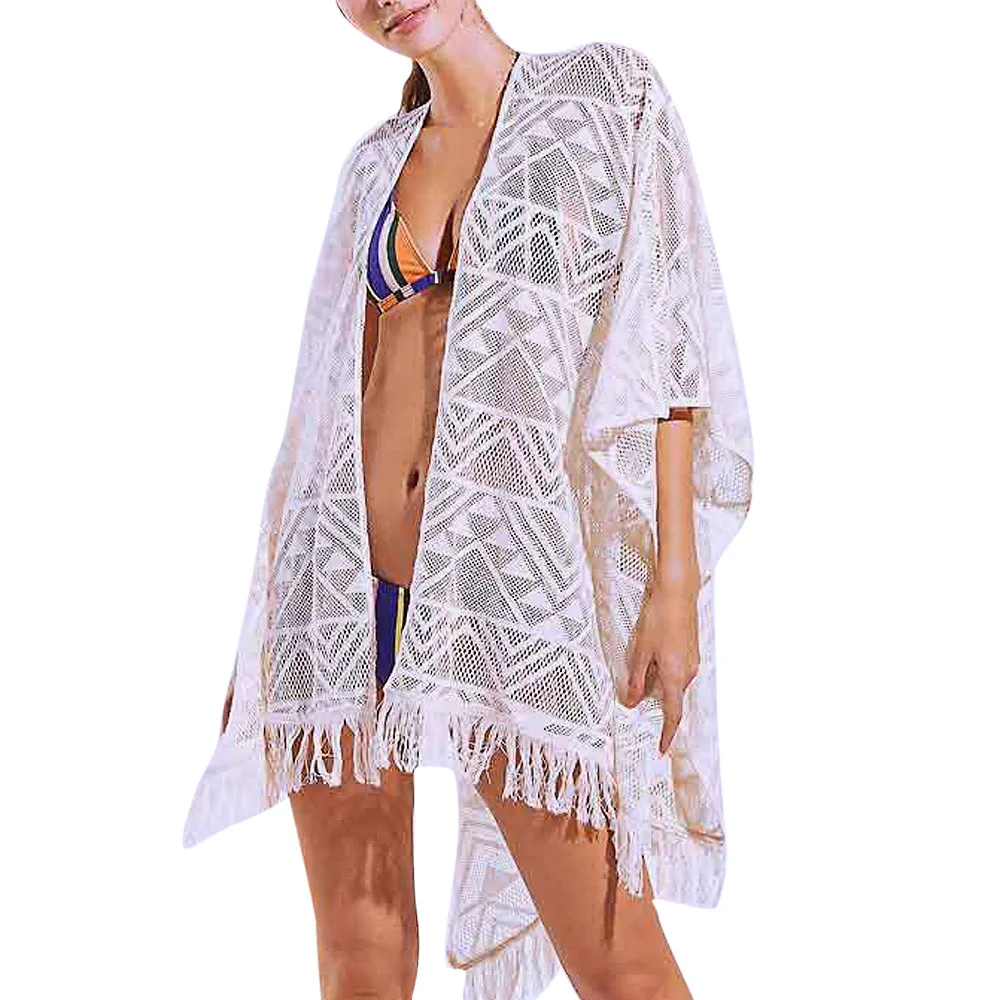 Kimono Cardigan Casual Long Blouse 2018 Half Sleeve Lace Shirts Blusas Chemise Femme Fashion Ladies Beach Cover Up Tops |