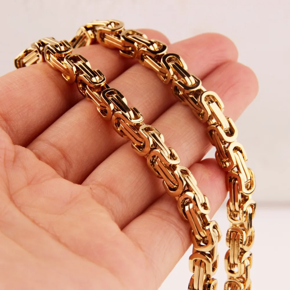 Византийская Золотая цепочка из нержавеющей стали 316L ручной работы ожерелье или