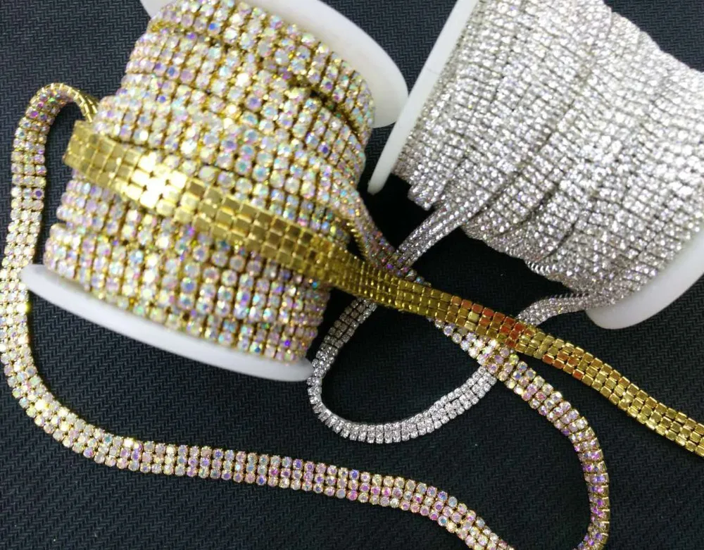 5 ярдов сделай сам 3 ряда хорошего качества искусственные кристаллы AB цветные