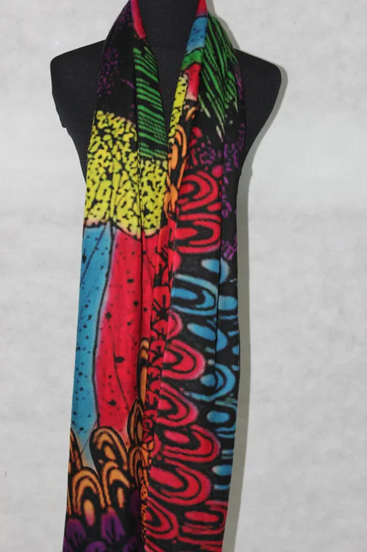 100% кашемировый длинный шарф с перьями павлина модный женский размер: 200x100 135 г