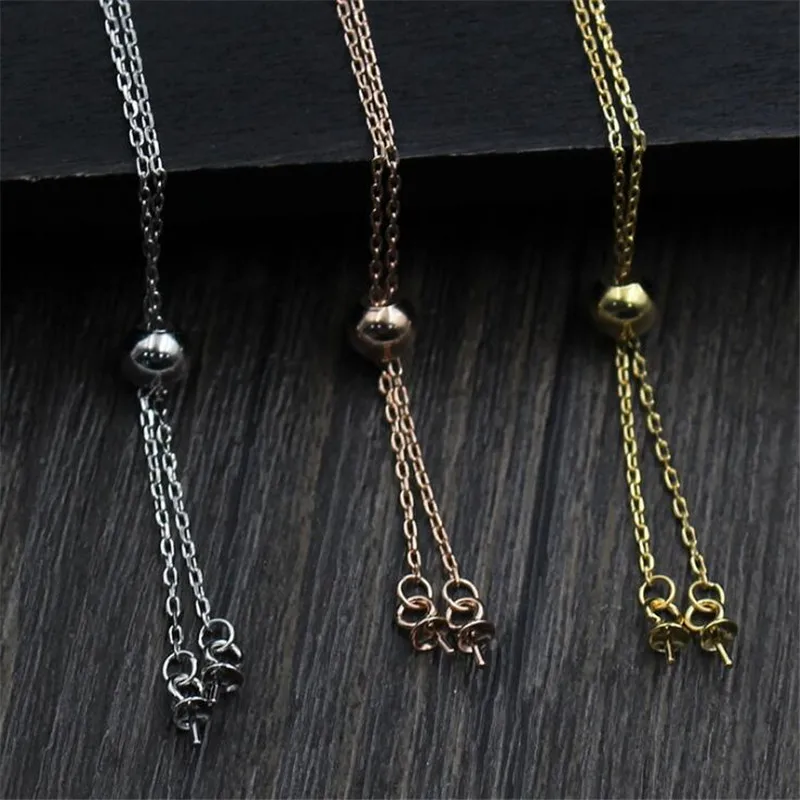 

Цепочка из серебра 925 пробы с двойным жемчугом, 5 шт.