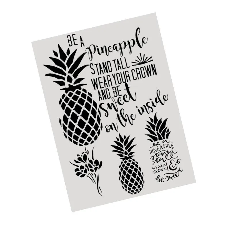 A4 Size DIY Painting Pineapple Design Stencils Template For Wall Fabric Wood Furniture Decor Embossing Paper Cards |