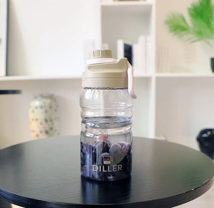 beige 1L 1Л 1.5л 2л большой емкости бутылки для воды для занятий спортом на открытом воздухе, таких как баскетбол для футбола и бега, скалолазание спортивная чашка - Цвет: beige 1L