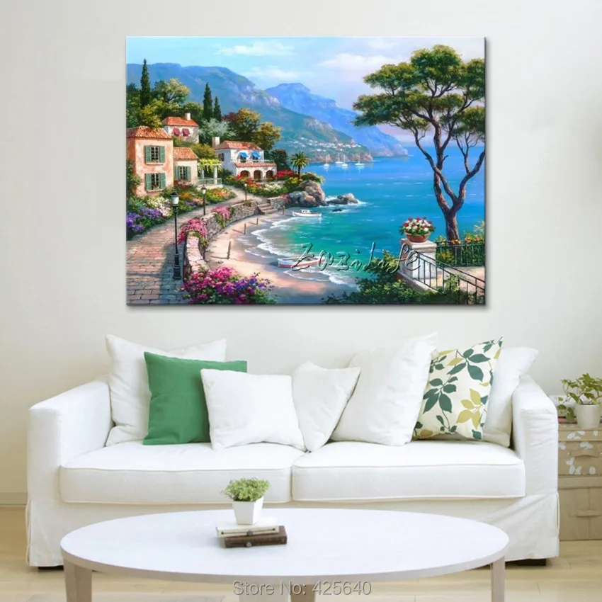Ручная роспись средиземноморских морских пейзажей картина для гостиной - Фото №1
