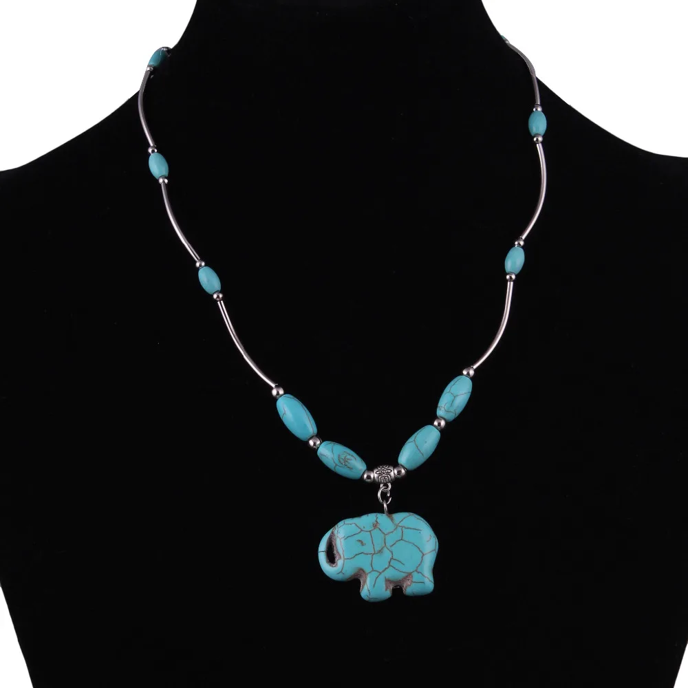 Женское Ожерелье из слона этническое цыганское серебряное с камнями|elephant pendant