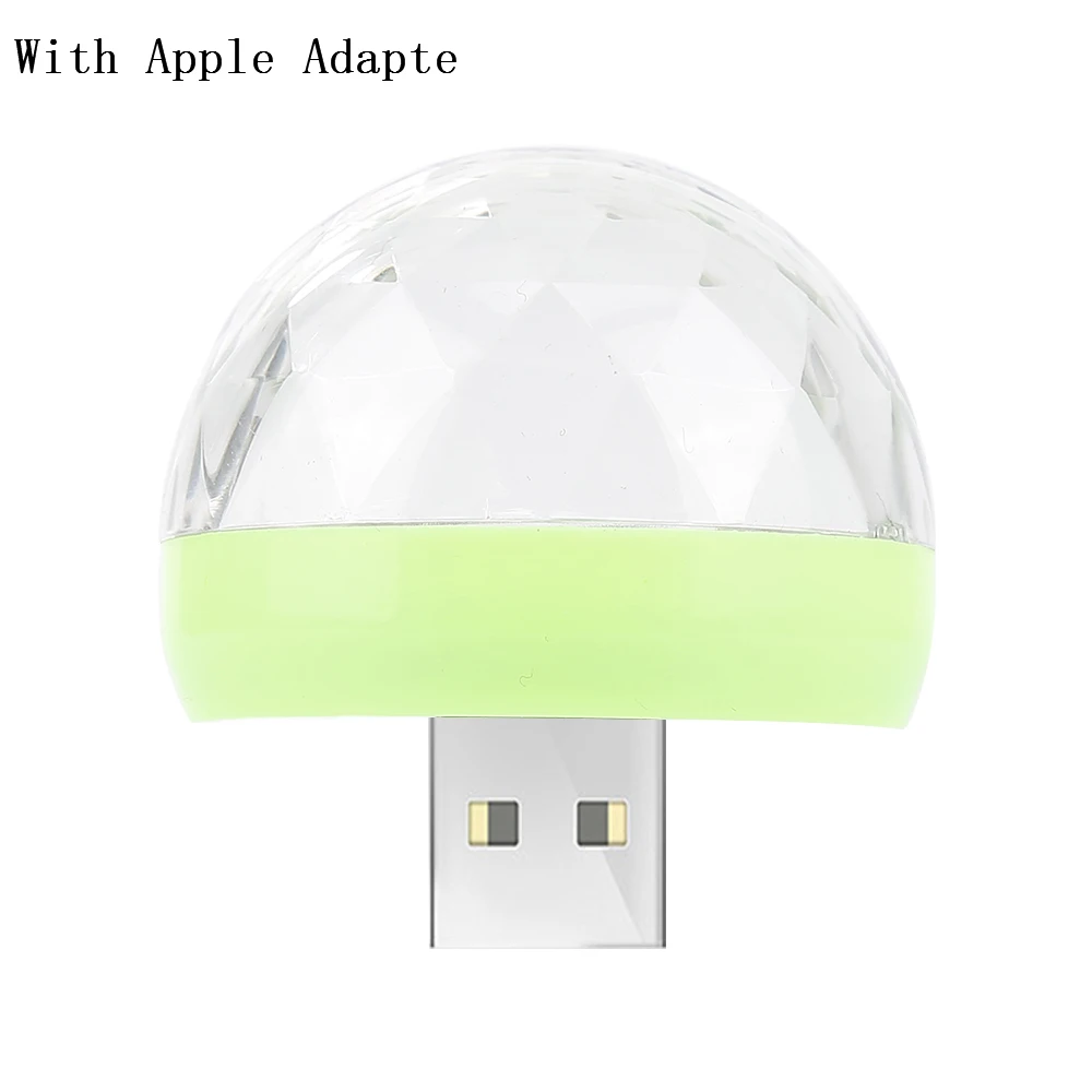 Мини USB светодиодное оборудование для дискотек Вечерние огни портативный хрустальный магический шар красочный эффект сценическая лампа для дома вечерние караоке Декор - Цвет: With Apple Adapter