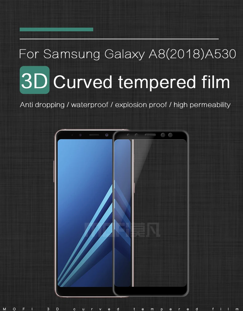 Для Galaxy A8 /A8 Plus закаленное стекло MOFI 3D изогнутое полное покрытие для samsung Galaxy A8+ A730F защита экрана