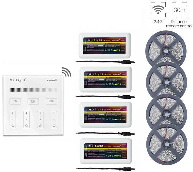 5 м/10 м/15 м/20 м 5050SMD один Цвет светодиодные полосы + Mi. свет Led диммер контроллер 2 4G T1