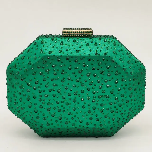 Green Evening Bag Бутик De FGG изысканный, на каждый день женские хрустальные клатчи вечерние сумки Жесткий Чехол роскошные сумки женские металлические клатчи Свадебный Кошелек - Цвет: Green Evening Bag