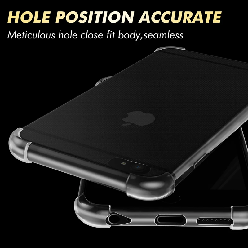 Прозрачный силиконовый чехол на заднюю панель для iphone 7 ударопрочный прозрачный