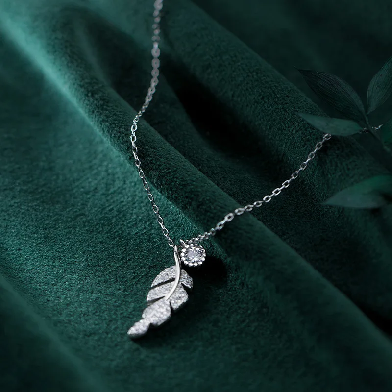 1 шт., Настоящее серебро пробы, 925, хорошее ювелирное изделие, белое cz AAA+ ветка листьев, крылья птиц, ожерелье, GTLX1925