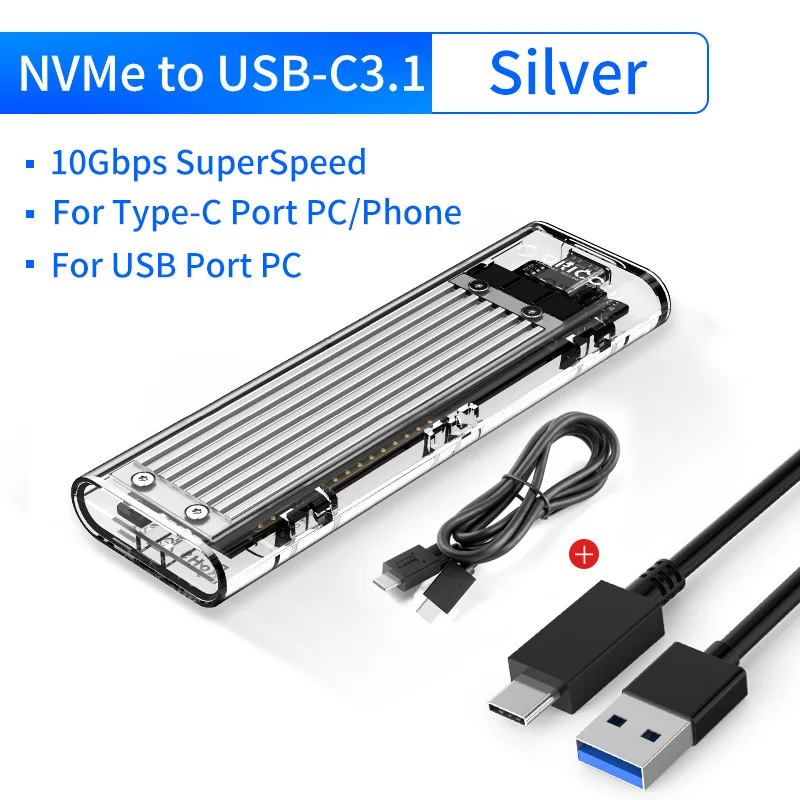 Высококачественный USB3.1 Gen2 type-c M.2 NVME корпус SSD, HDD для Windows Mac