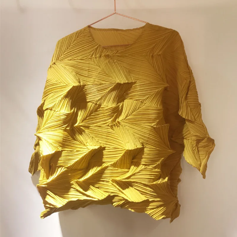 Женская рубашка LANMREM винтажная плиссированная с круглым вырезом и крыльями