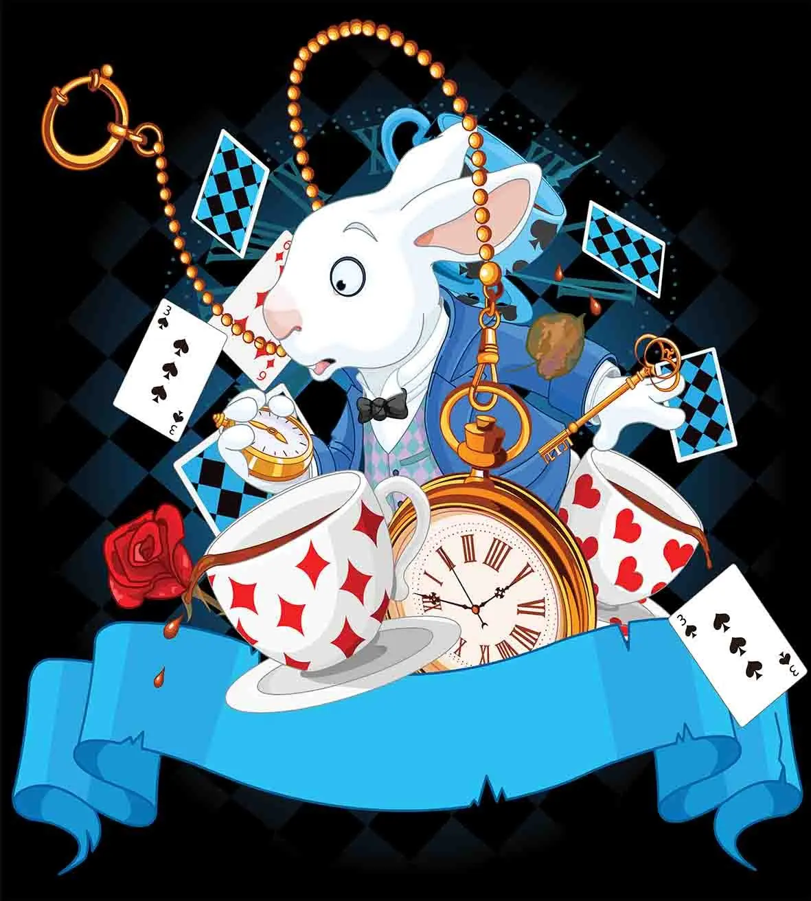 Alice пододеяльник набор королева размер кролик удивительный с движения чашки