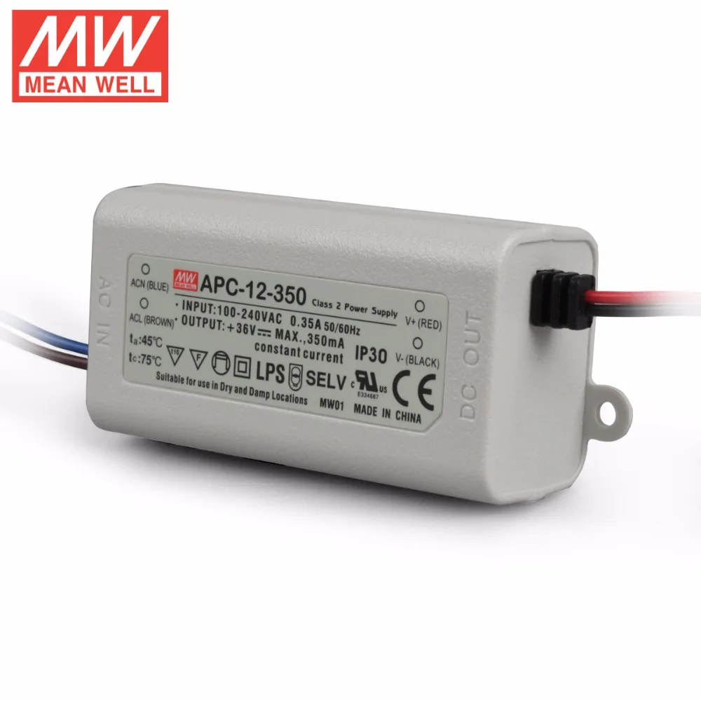 Mean Well APC-12-350 12 Вт 9 ~ 36 В 350мА светодиодный водонепроницаемый драйвер Один выход