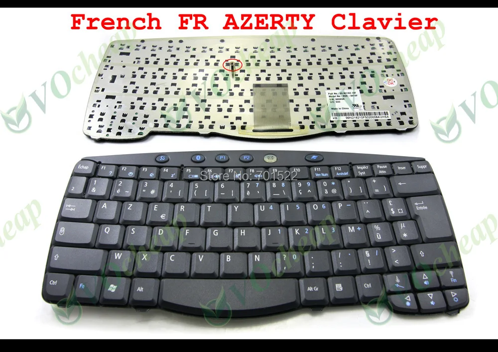 

New Laptop keyboard for Acer TravelMate 610 630 C300 C310 Series Black French FR AZERTY Clavier - NSK-A410F 9J.N2182.10F
