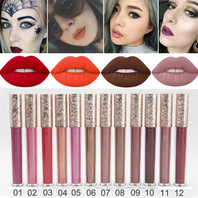 Сексуальные Металлические цвета матовая губная помада водостойкая материя