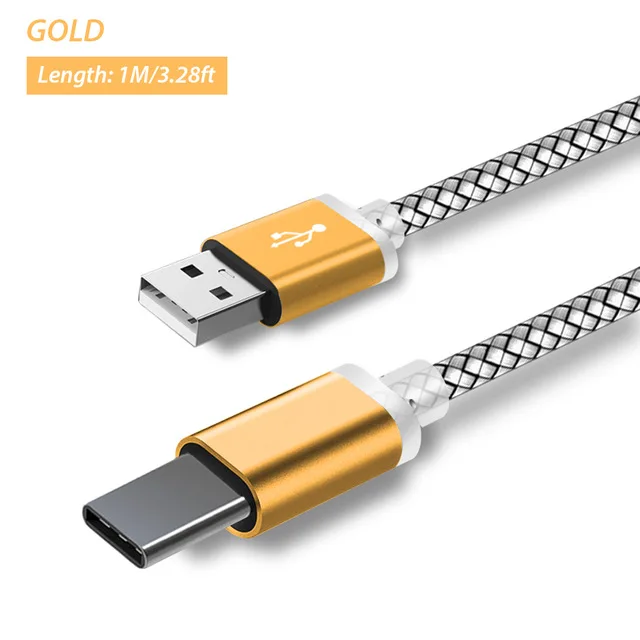 Gold Cable Only 10 мм Длинный разъем usb type C зарядный кабель Кабо Usb Android usb type c кабель usbc кабель для Oukitel K6000 K10 ASUS Blackview - Цвет: Gold Cable Only
