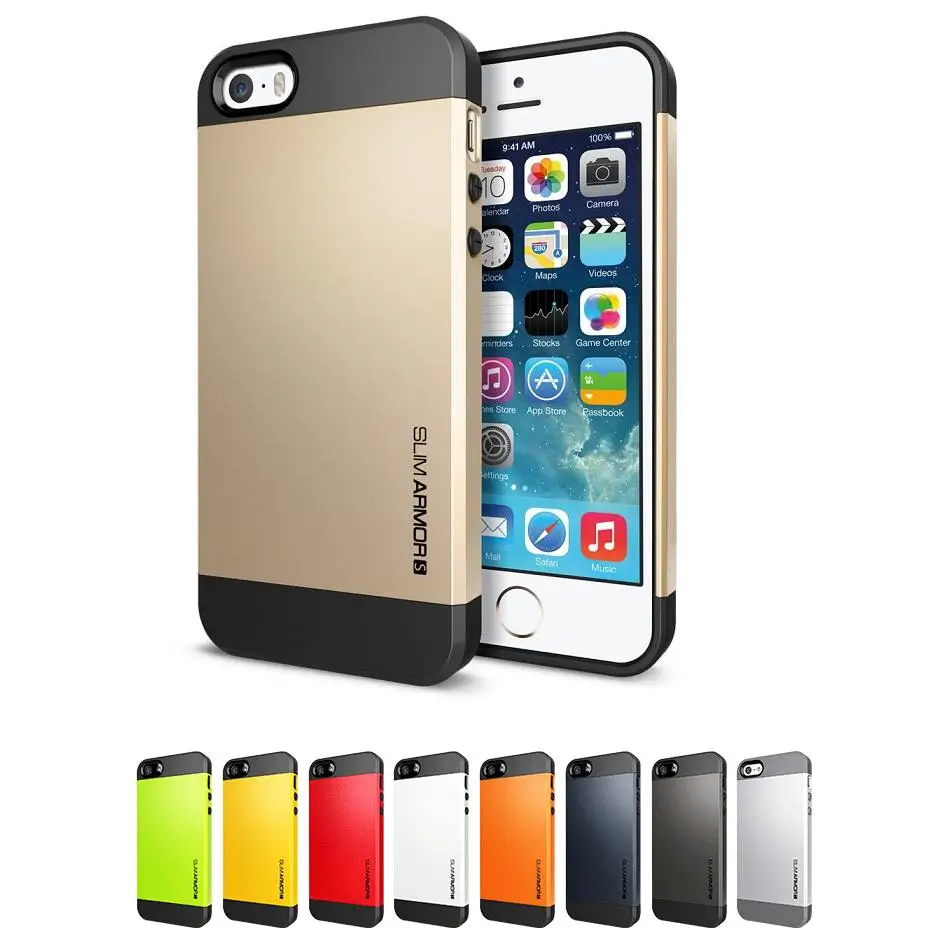 

NWT Tough SLIM ARMOR protective Case for iphone 5g 5s original cell phone silicone protector ani-knock cover with 1x screen film