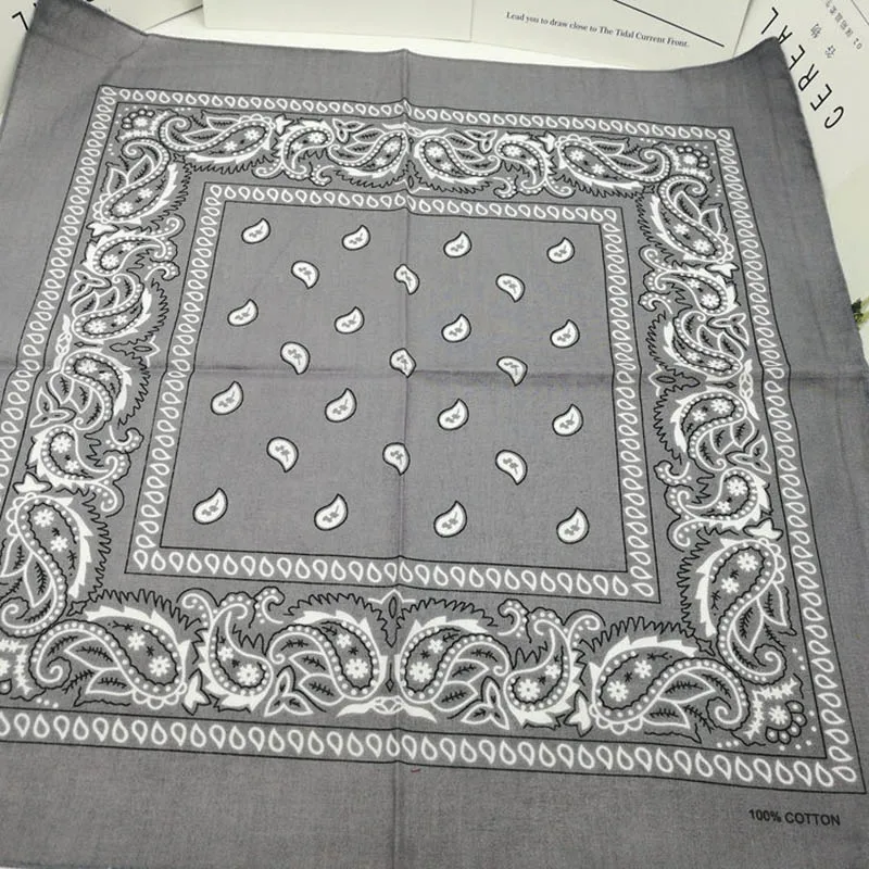 Dark grey Новинка,, хлопок, бандана, шарф 55 см* 55 см, черные, красные банданы с принтом пейсли для женщин/мужчин/мальчиков/девочек, повязка на голову - Цвет: Dark grey