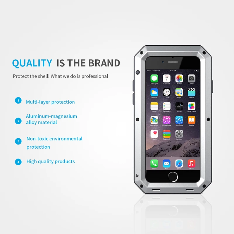 Shockproof Doom Armor Waterproof Metal Aluminum Case For iphone 12 Mini 11 Pro Max X 8 7 6 6s Plus 5s Cover Screen Glass Film | Мобильные