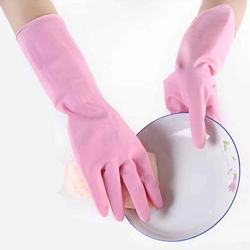 Латексные перчатки для мытья посуды бытовые стирки кухни в наличии три цвета