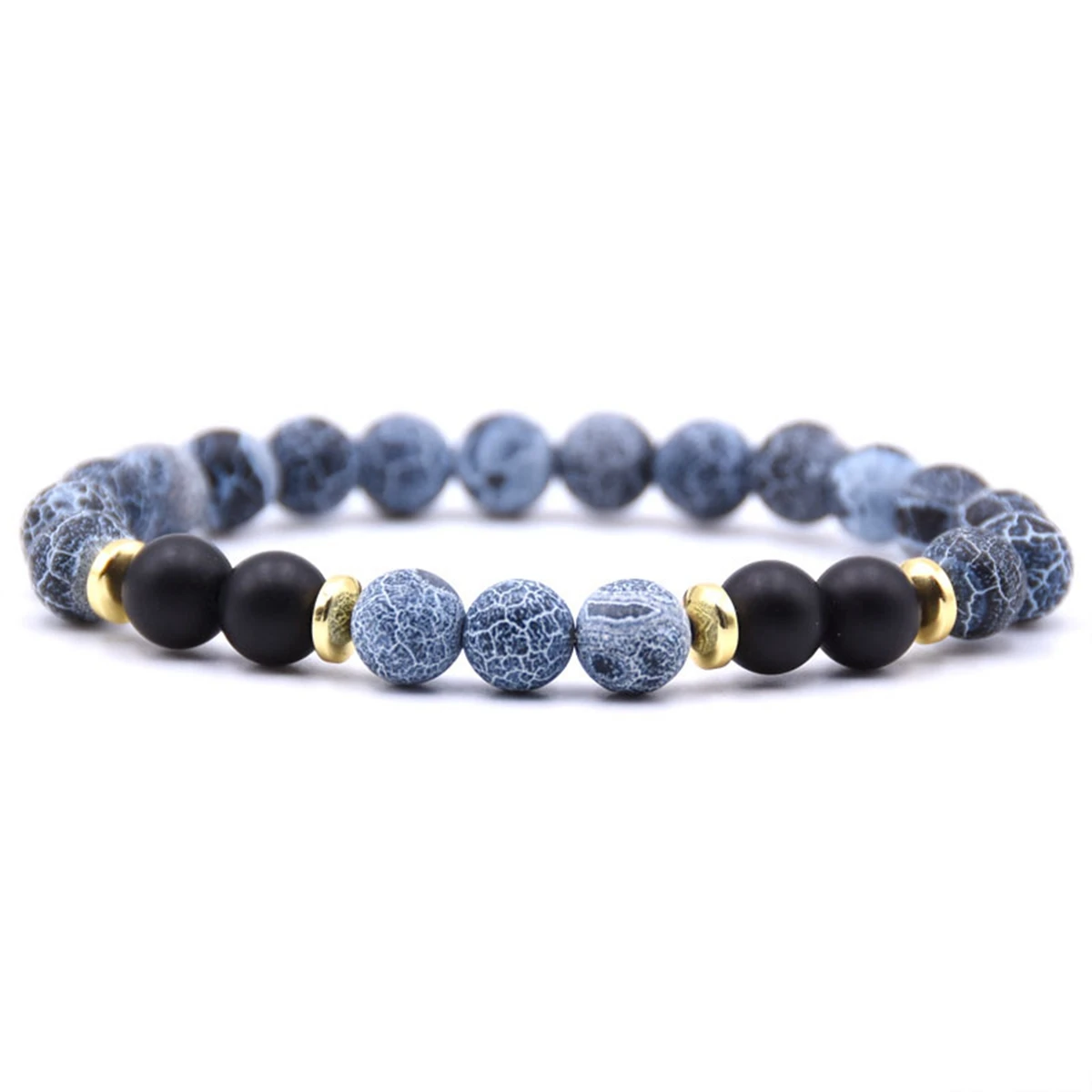 Weathered agate SEVENSTONE эфирные масла Духи Диффузор 8 мм черная лава очаровательные каменные бусины браслеты для женщин тигровый глаз Стрейч Йога ювелирные изделия - Окраска металла: Weathered agate