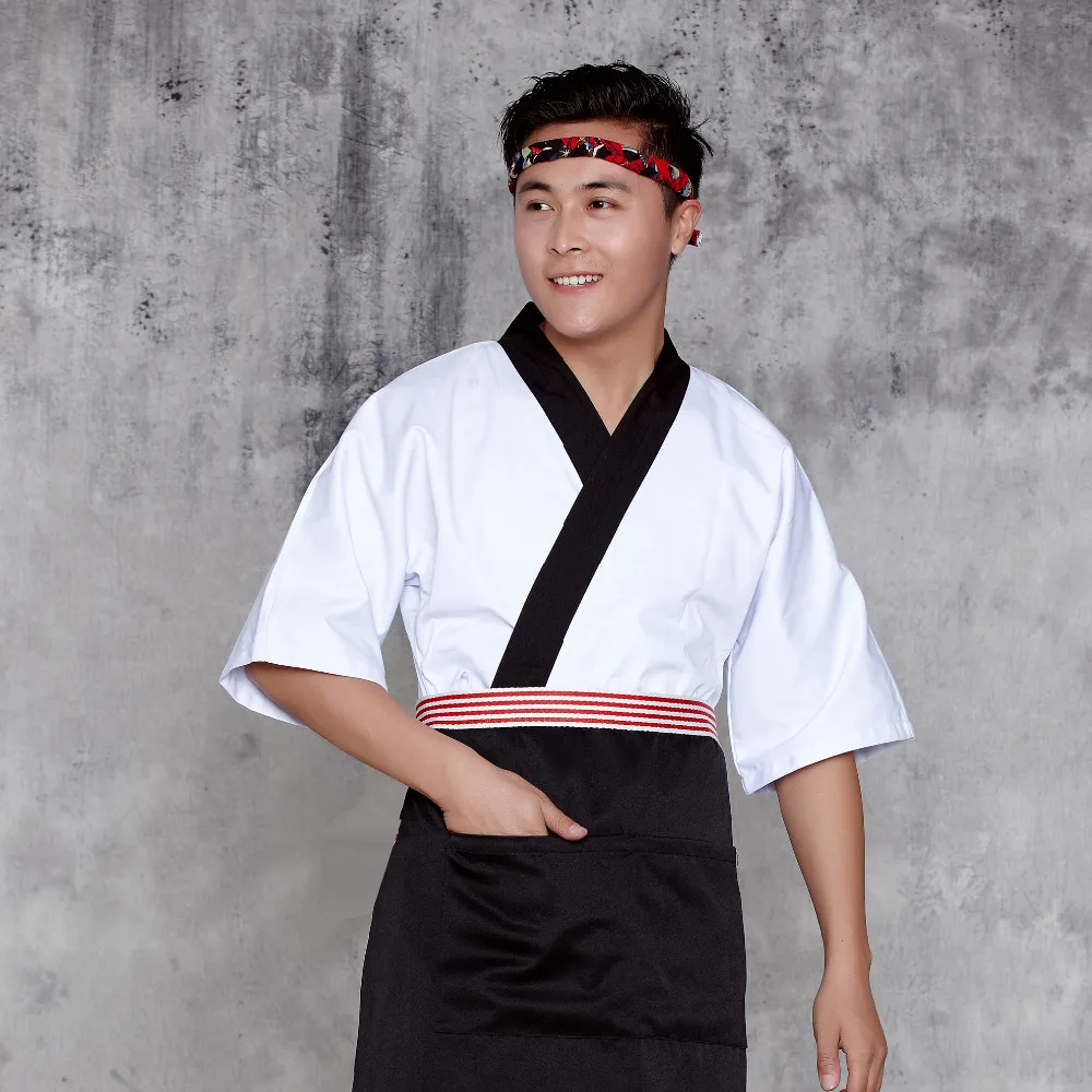 Унисекс Японский Корейский стиль средний рукав шеф повара Униформа Топ