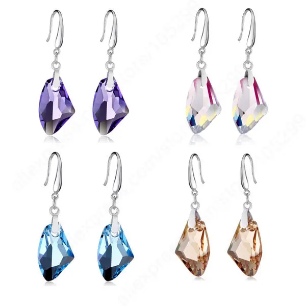 

24Hours Fast Shipping Austrian Crystal Stone 925 Sterling Silver Jewelry Pinch Hook Earring DIY Handmade