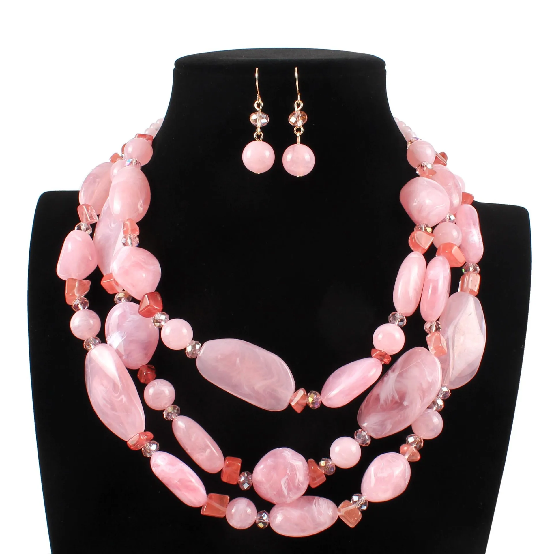 2018 New Hot Exaggerated Multi Layer Bohemian Jewelry Sets Women Strand Beaded Choker Resin Crystal Geometric Necklace Earrings | Украшения