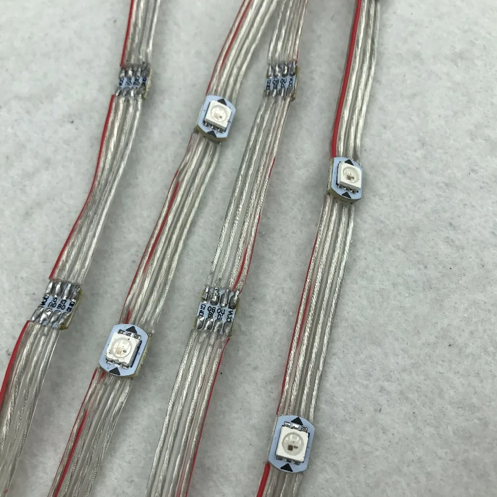 

100pcs/string WS2815-RGB full color addressable LED pixel light with heatsink;DC12V input;5cm wire spacing;with all clear wire