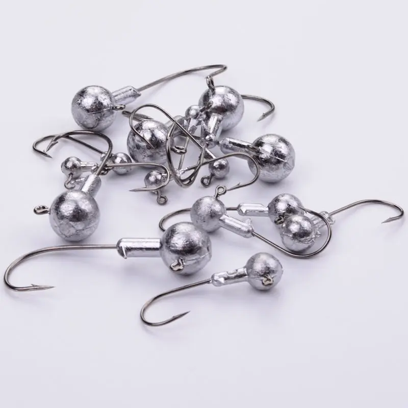 Lead Head Hooks Jigs Bait Fishing For Soft Lure Tackle 5Pcs 3.5/5g/7g/10.5g Round Jig | Спорт и развлечения