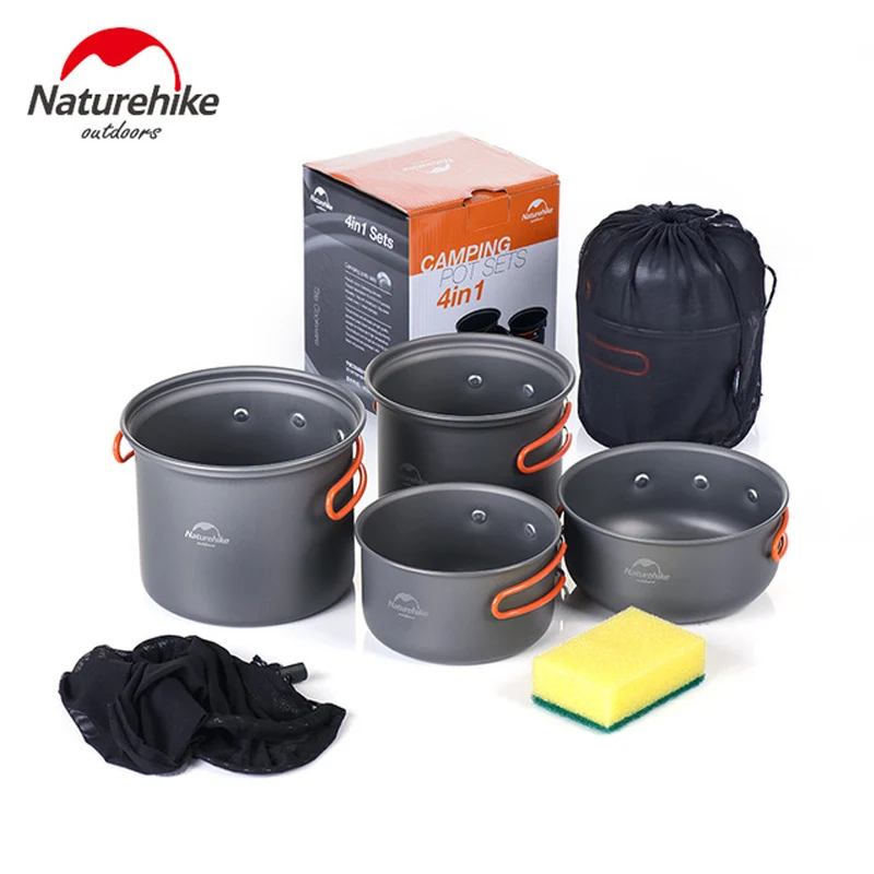 Naturehike 3 персонифицированная походная кухонная посуда четыре комбинации посуда для пикника миска горшок Сковорода набор NH15T401-G