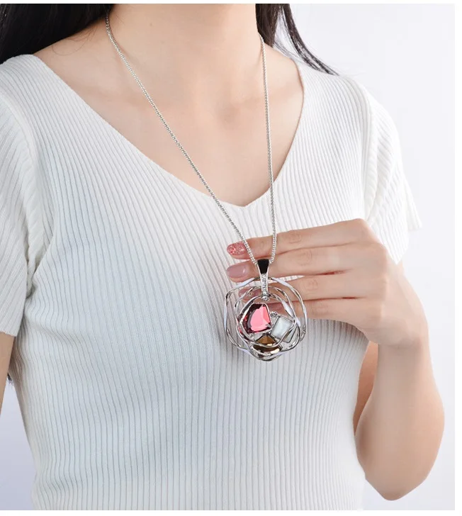 Полые длинное ожерелье с цветком для женщин Мода Bijoux сладкие ювелирные изделия аксессуары универсальные - Окраска металла: 1