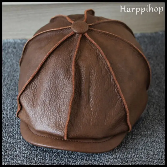 Harppihop Мех животных L-002 из натуральной коровьей кожи Кепка головной убор Cattlehide теплые зимние восемь углов шапки