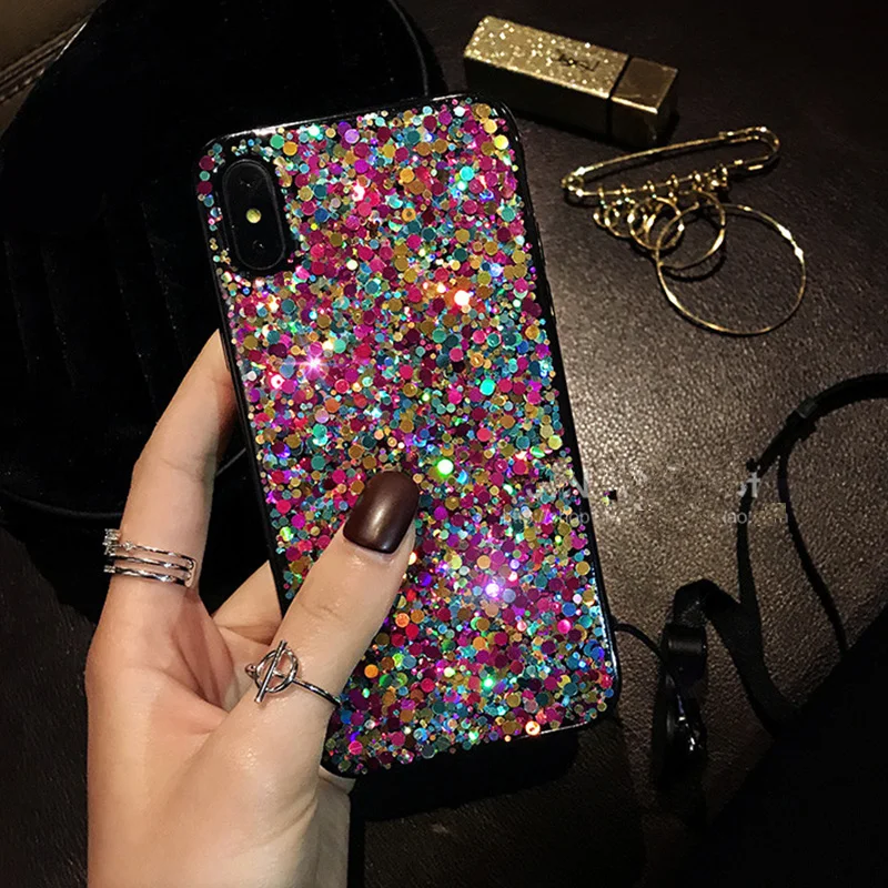 Блестящий блестящий чехол Kerzzil с блестками для iPhone X XR XS Max мягкий из ТПУ 7 8 6 6s Plus