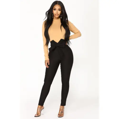 Womens Skinny Slim Stretchy Bandage Bowknot Pants Jeggings Pencil Trousers Casual Solid Drawstring High Waist | Женская одежда