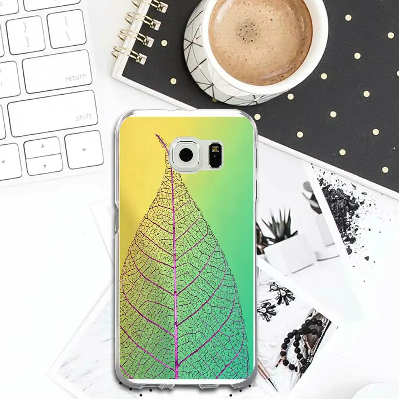 Colorful Leaf Texture Slim Soft TPU Phone Cases for Samsung Galaxy S2 S4 S5 S6 S7 S8 S9 Edge Plus Note 2 3 4 5 8 Coque Fundas |