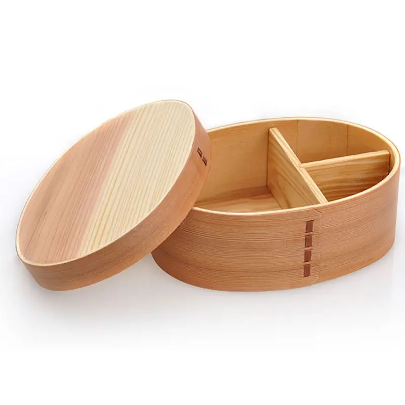 Bento Box японский стиль один человек коробка для хранения продуктов посуда студенческий деревянный Ланч-бокс - Цвет: Цвет: желтый