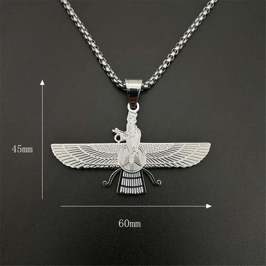 Faravahar Ahura кулон для мужчин, иранские украшения из нержавеющей стали, зороастрийский золотой цвет, ожерелье для женщин U1491