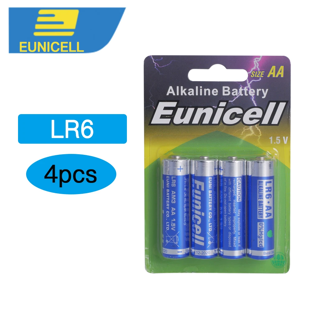 Eunicell 4 шт./лот батарейки AA R6P LR6 1 5 В щелочные аккумуляторы для первичных и сухих