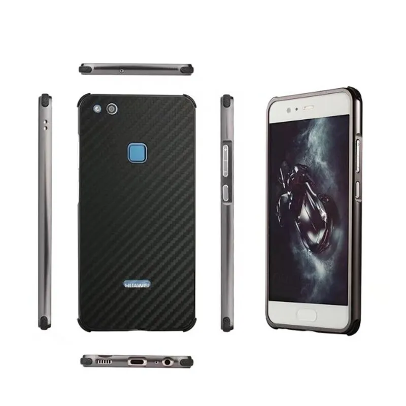 ZEALLION For Huawei P10 Lite Luxury Plating Aluminum Metal Frame + Carbon Fiber Hard PC Shockproof Back Cover | Мобильные телефоны