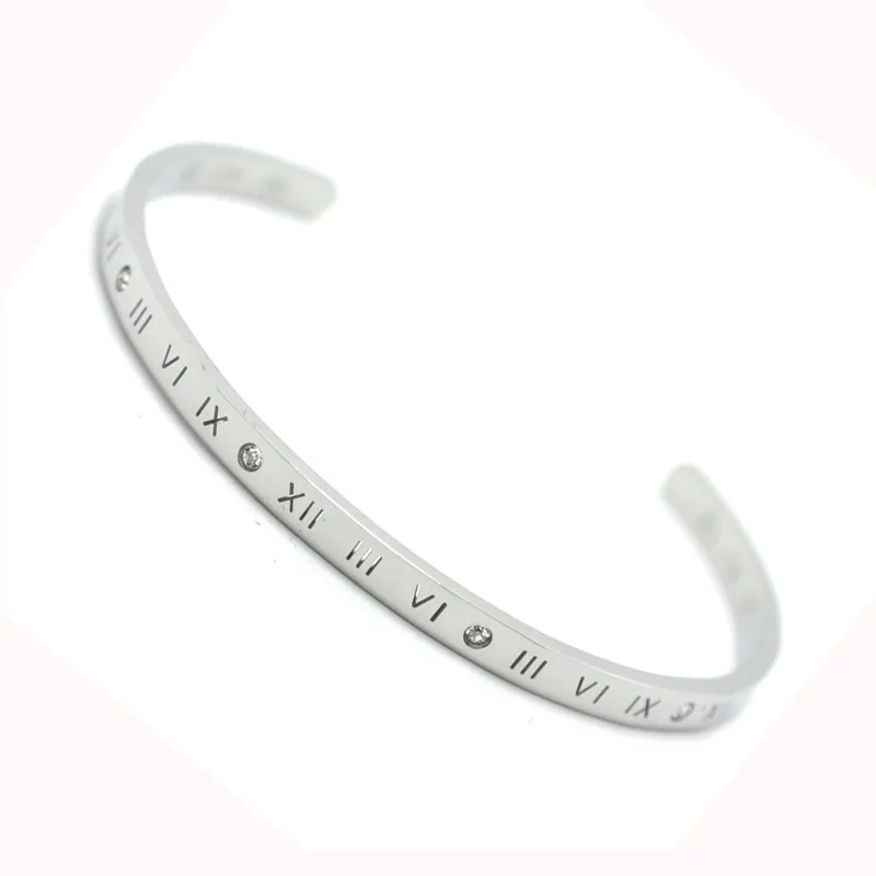 2017 титановая сталь модный браслет с римскими цифрами кристально