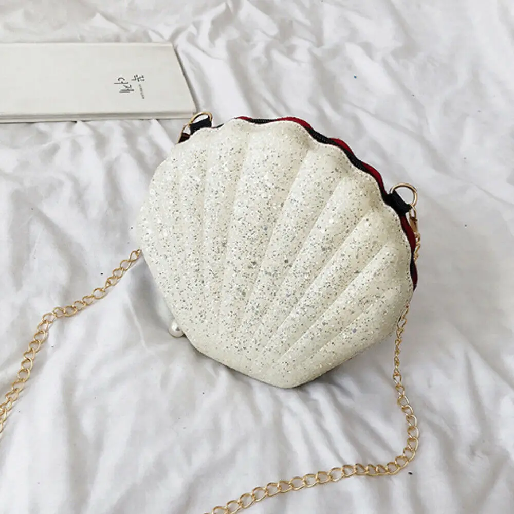 Летняя блестящая женская сумка на плечо модная пляжная в форме ракушки