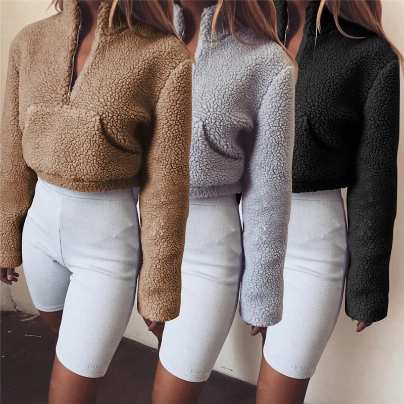 Толстовки с карманами зимние теплые свитера женские пуловеры толстовки